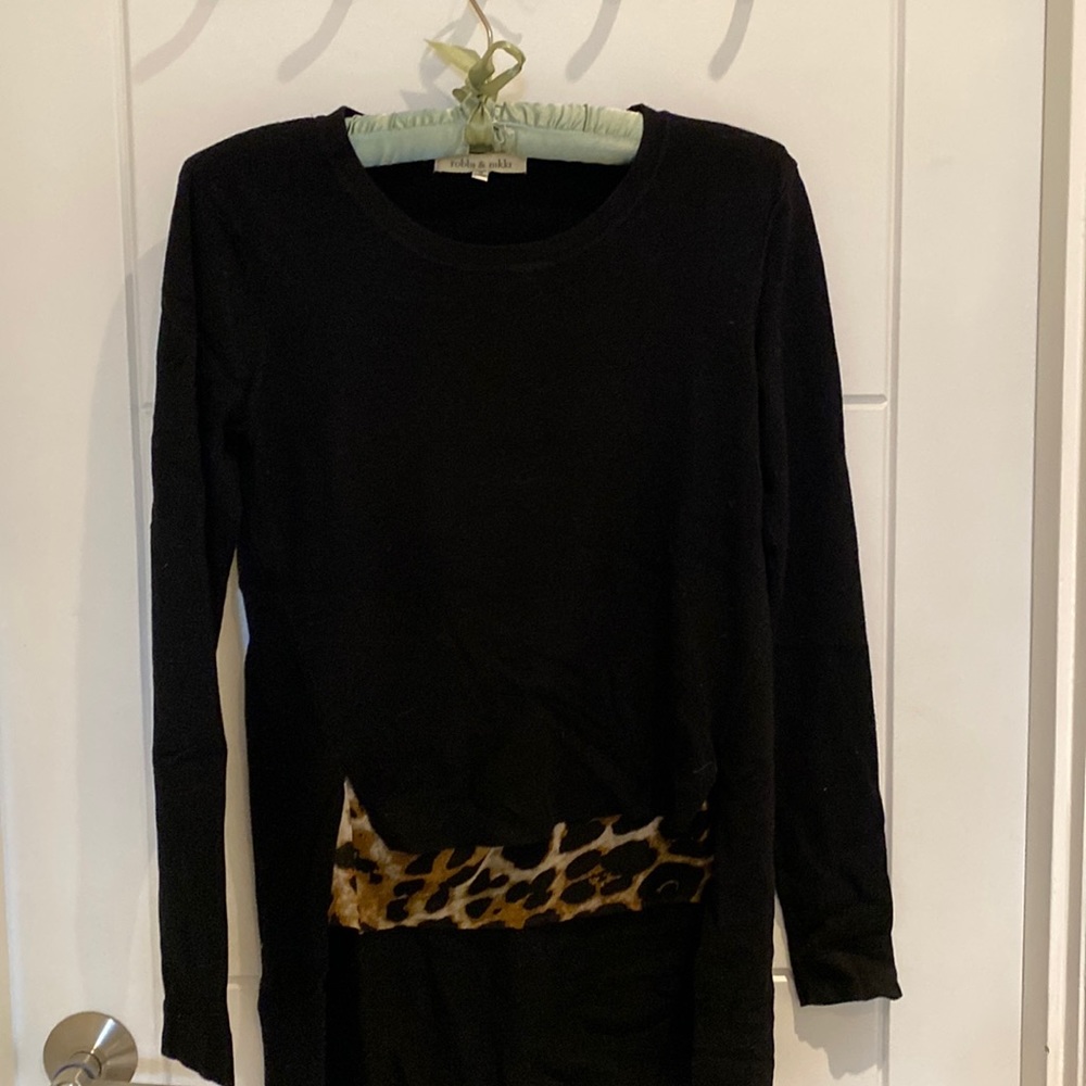 Black tunic with leopard detailing size XS